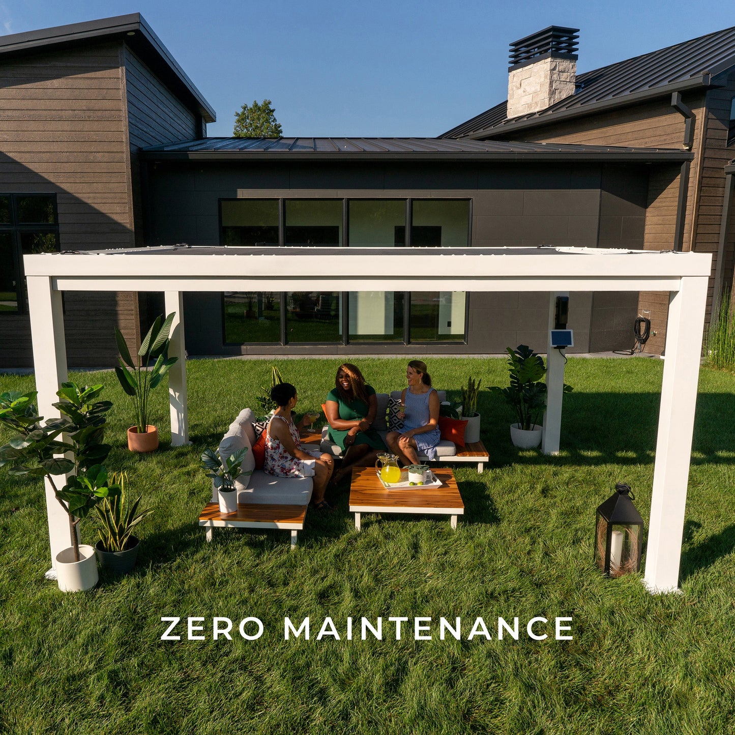 14x10 Windham Modern Steel Pergola With Sail Shade Soft Canopy