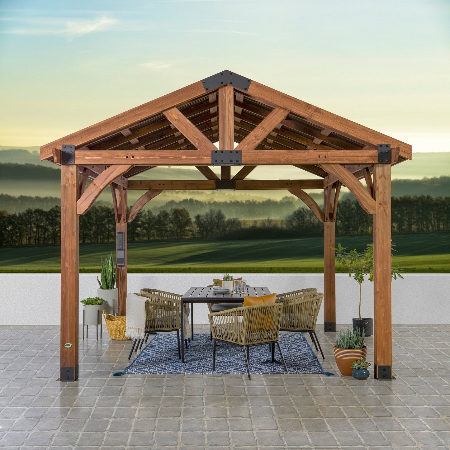 12x12 Arlington Gazebo with Electric - Lt Brown