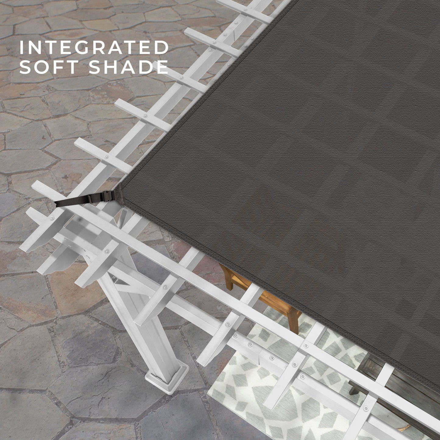 12x10 Hawthorne Traditional Steel Pergola With Sail Shade Soft Canopy