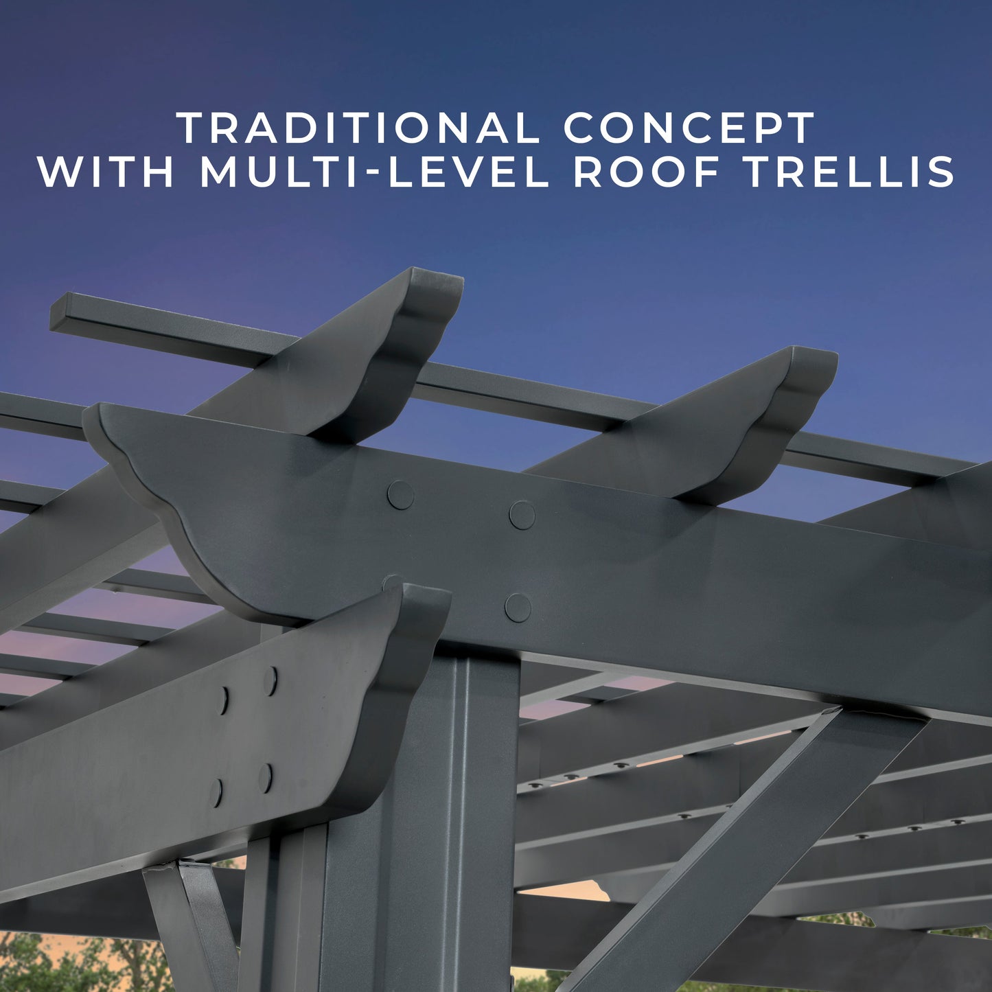 14x10 Stratford Traditional Steel Pergola With Sail Shade Soft Canopy