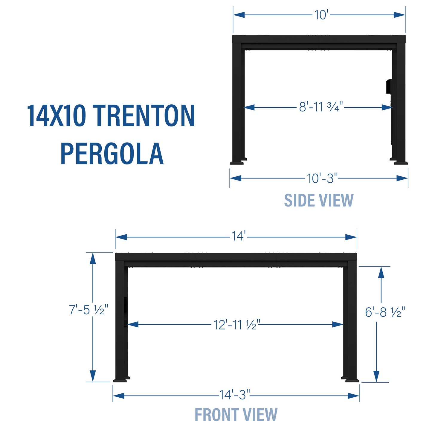 14x10 Trenton Modern Steel Pergola With Sail Shade Soft Canopy OOS