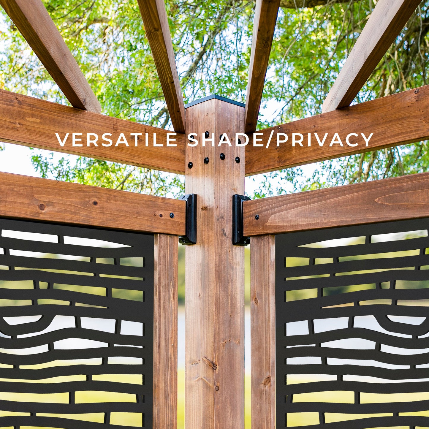 Tuscany Corner Pergola with Conversation Seating - Bamboo Panels