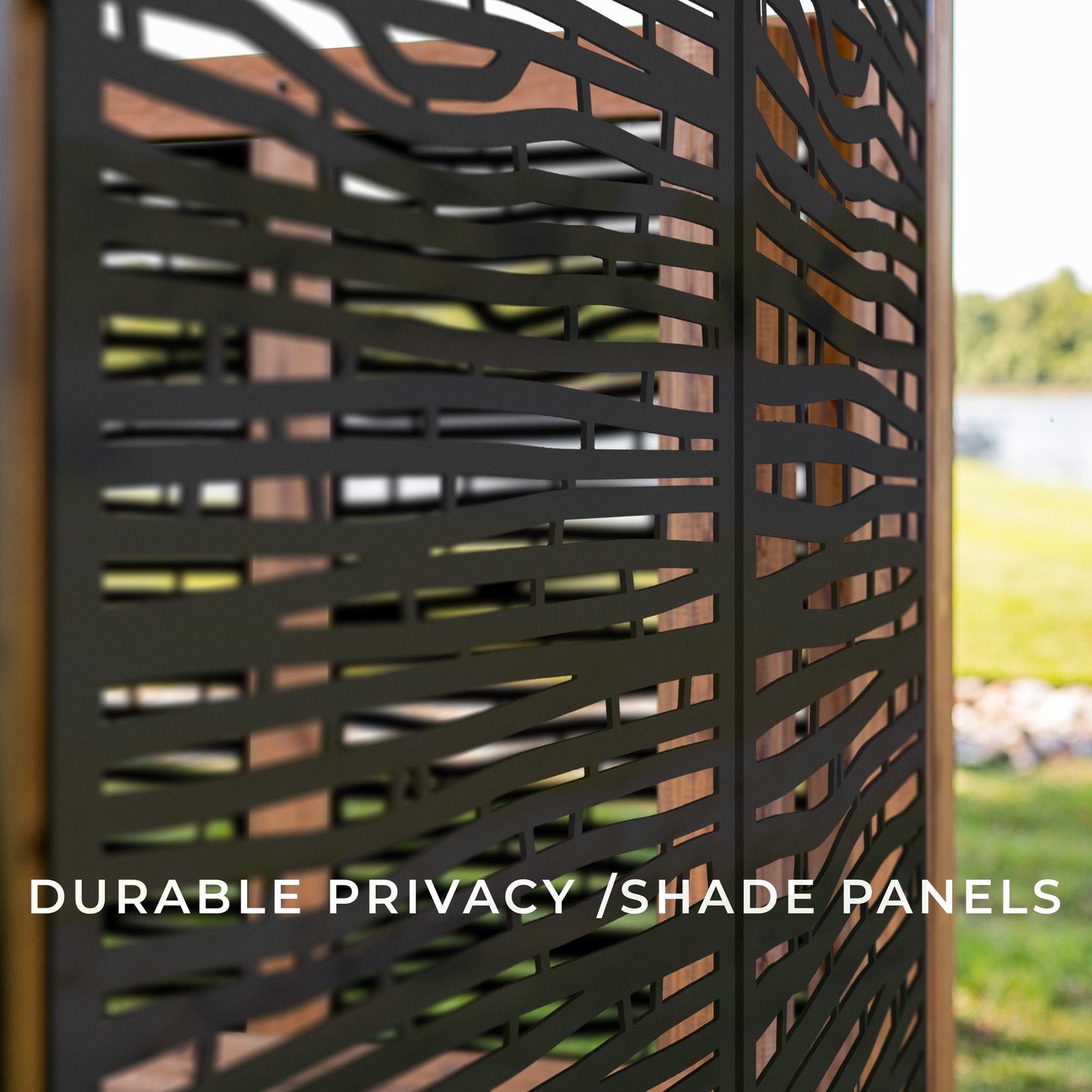 Tuscany Corner Pergola with Conversation Seating - Bamboo Panels