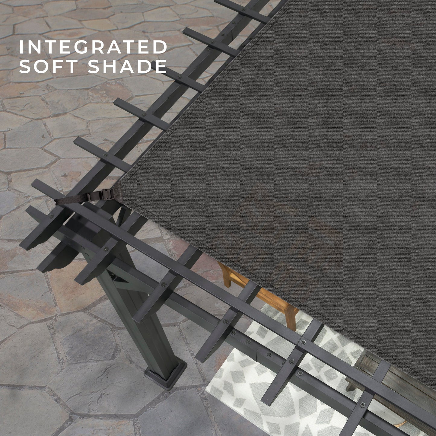 14x12 Stratford Traditional Steel Pergola With Sail Shade Soft Canopy