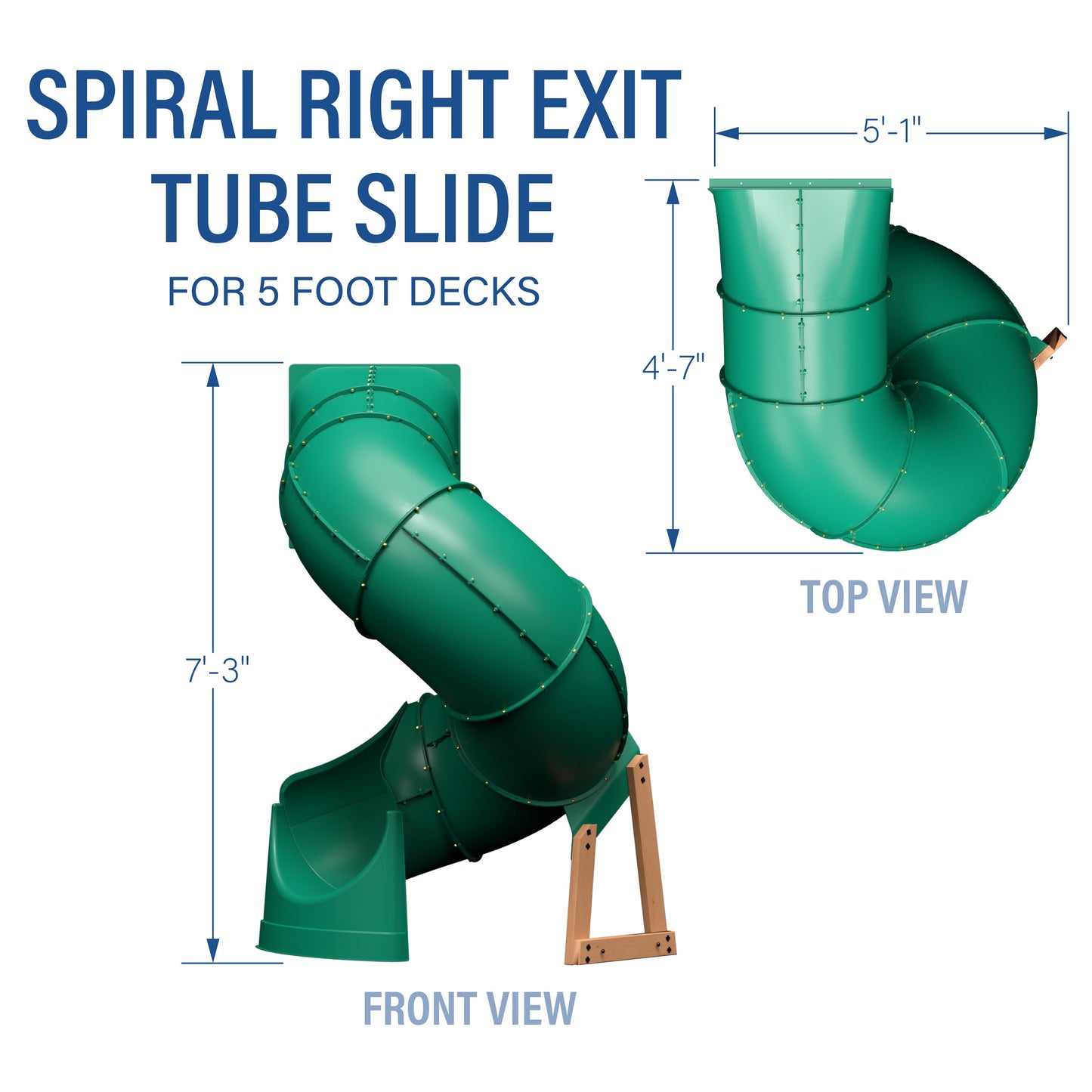 Spiral Right Exit Tube Slide for 5 Foot Decks